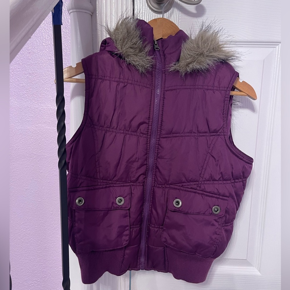 Purple jacket.